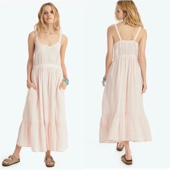 XIRENA Oaklyn Pink Double Gauze Midi Sundress ruffle hem Rose Quartz Extra Small - Picture 1 of 7